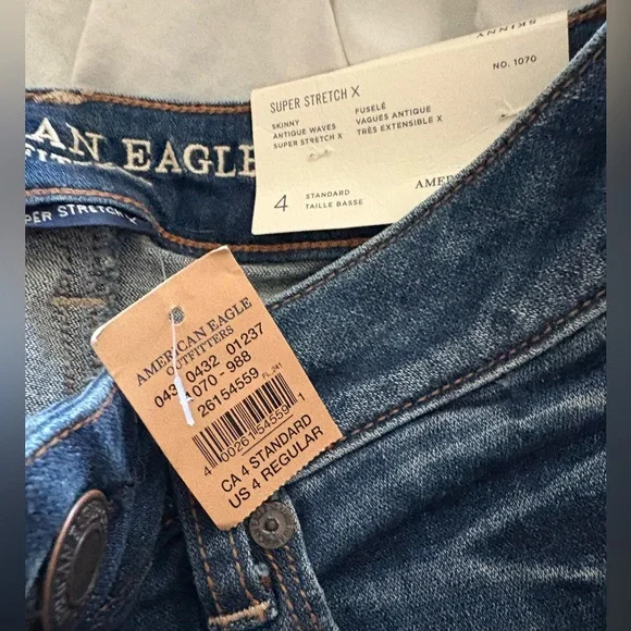 American Eagle Outfitters Blue Skinny Jeans Distressed - Picture 4 of 5